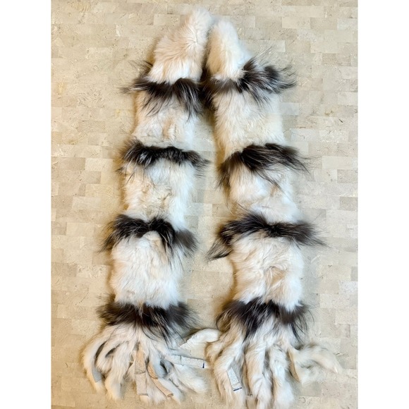 The Unbranded Brand Accessories - Vintage Genuine Fur‎ Scarf Stole Handmade Fox Rabbit Winter fashion Gray White